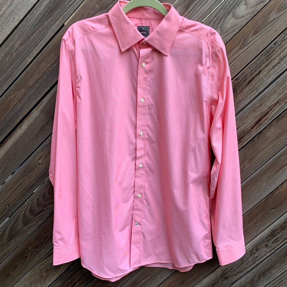 Gap Non-Iron Red and white Pinstripe Cotton shirt.